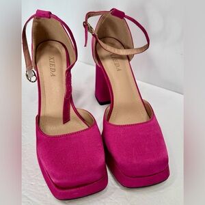 Women’s Magenta Ankle-Strap Block Heel Sandals